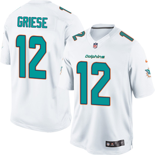 Men's Limited Bob Griese Nike Jersey White Road - #12 NFL Miami Dolphins